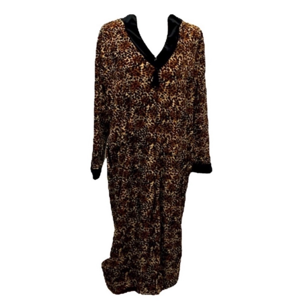 Vintage Cinema Etoile Cheetah/Leopard Velvet Housecoat Robe Oversized S